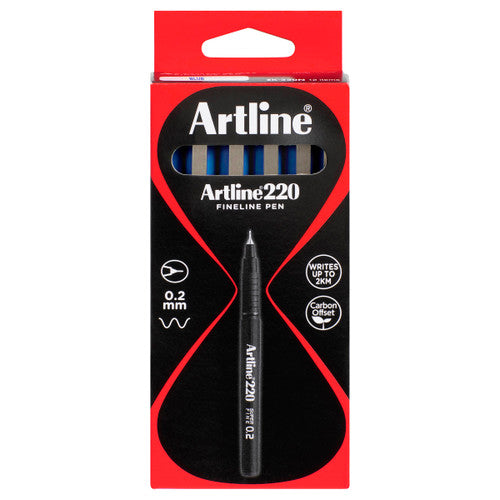 Artline 220 Fineliner Pen 0.2mm Blue Box of 12
