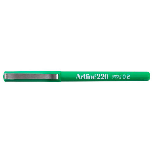 Artline 220 Fineliner Pen 0.2mm Green Box of 12