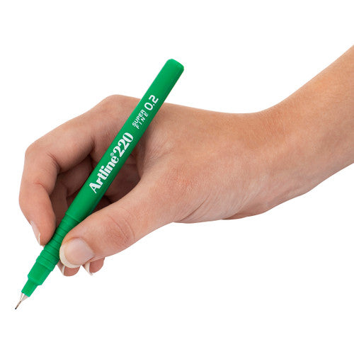 Artline 220 Fineliner Pen 0.2mm Green Box of 12