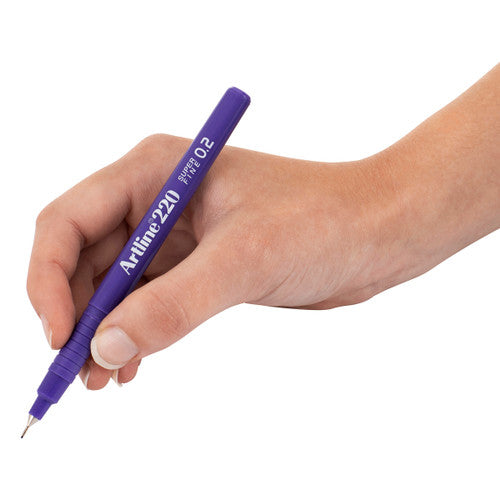 Artline 220 Fineliner Pen 0.2mm Purple Box of 12