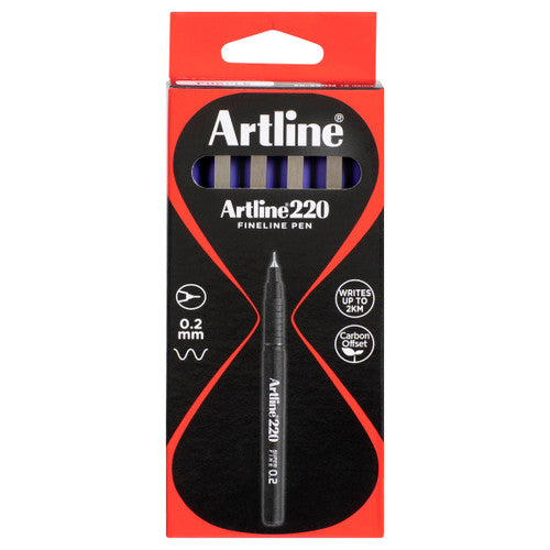 Artline 220 Fineliner Pen 0.2mm Purple Box of 12