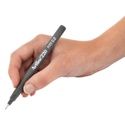 Artline 220 Fineliner Pen 0.2mm Grey Box of 12