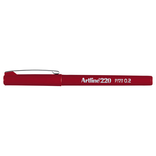 Artline 220 Fineliner Pen 0.2mm Dark Red Box of 12