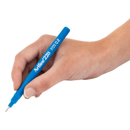 Artline 220 Fineliner Pen 0.2mm Sky Blue Box of 12