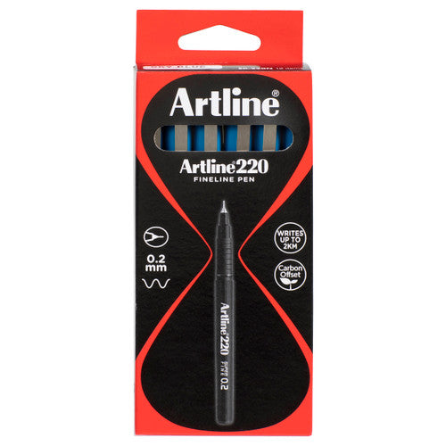 Artline 220 Fineliner Pen 0.2mm Sky Blue Box of 12