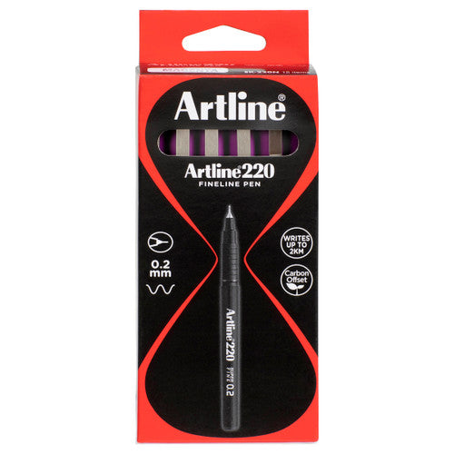 Artline 220 Fineliner Pen 0.2mm Magenta Box of 12