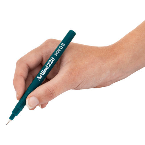 Artline 220 Fineliner Pen 0.2mm Dark Green Box of 12