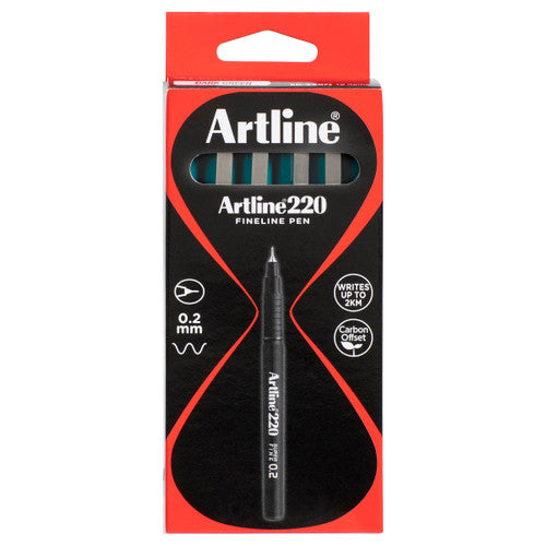Artline 220 Fineliner Pen 0.2mm Dark Green Box of 12