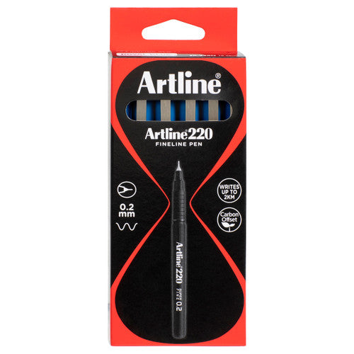 Artline 220 Fineliner Pen 0.2mm Royal Blue Box of 12