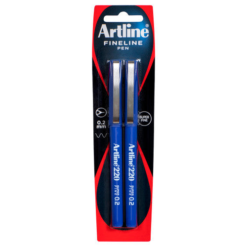 Artline 220 Fineliner Pen 0.2mm Blue Pack of 2