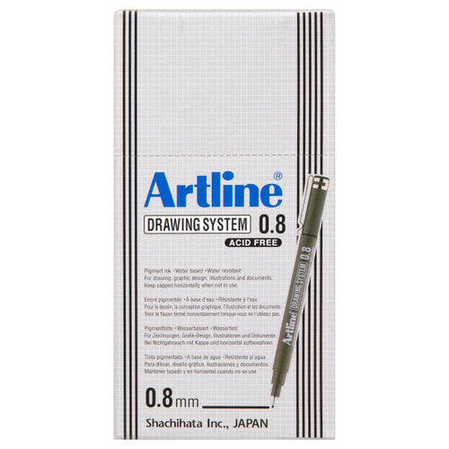 Artline 238 Drawing System Pen 0.8mm Black Box of 12