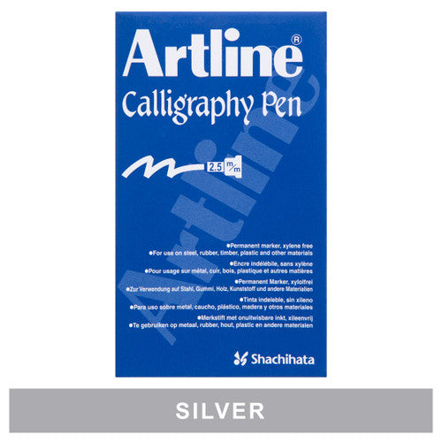 Artline 993 Calligraphy Pen 2.5mm Metallic Silver Box of 12