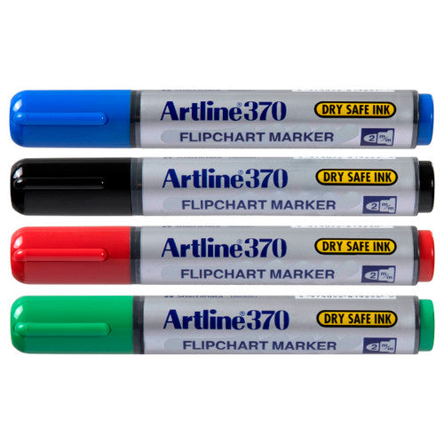 Artline 370 Flipchart Marker 2mm Bullet Assorted Wallet of 4