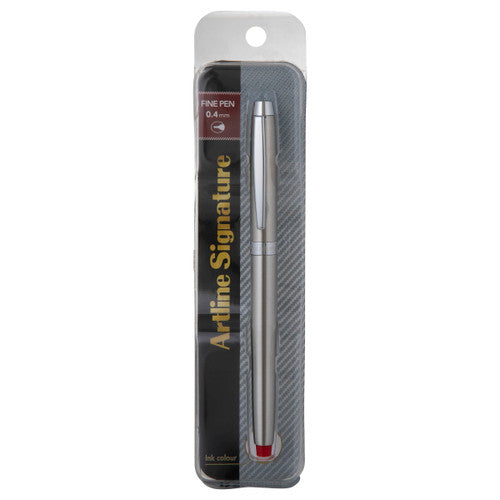 Artline Signature Silver Fineliner Pen Red