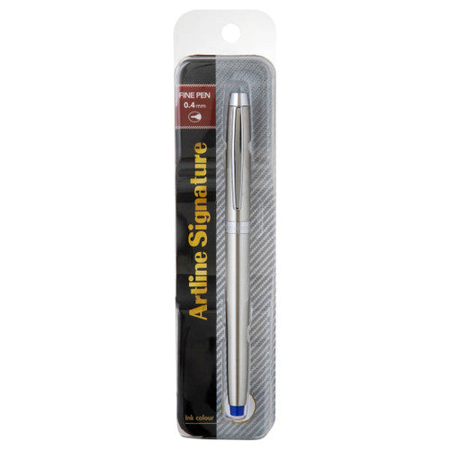 Artline Signature Silver Fineliner Pen Blue