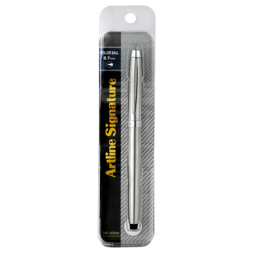Artline Signature Silver Rollerball Pen Black
