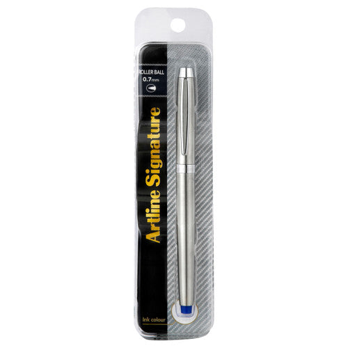 Artline Signature Silver Rollerball Pen Blue