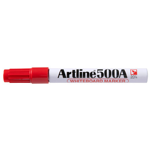 Artline 500A Whiteboard Marker 2mm Bullet Red Box of 12