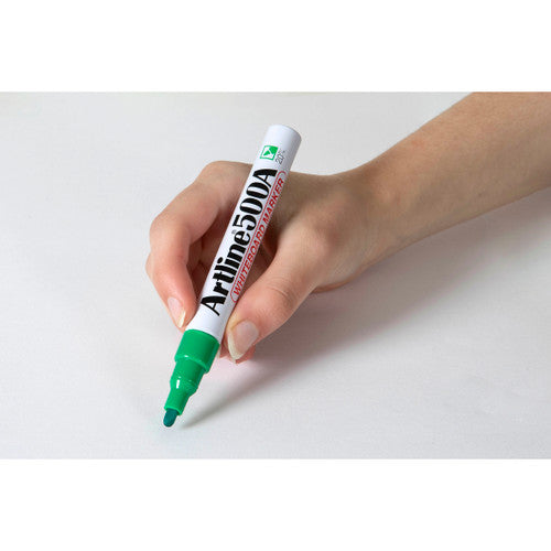 Artline 500A Whiteboard Marker 2mm Bullet Nib Green Box of 12