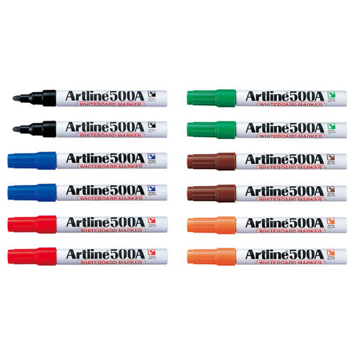 Artline 500A Whiteboard Marker 2mm Bullet Nib Assorted Box of 12
