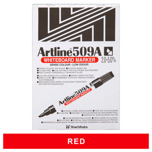 Artline 509A Whiteboard Marker 5mm Chisel Red Box of 12