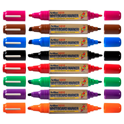 Artline 525T Whiteboard Marker Dual Nib Wallet of 8 Assorted