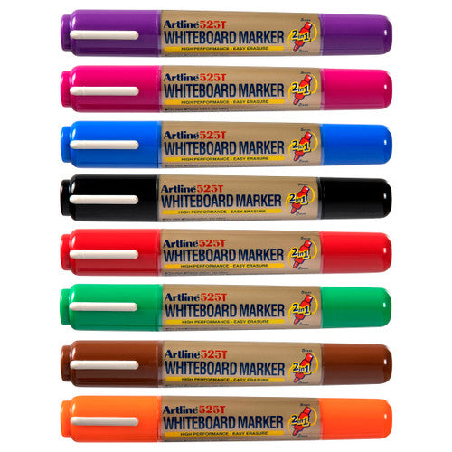 Artline 525T Whiteboard Marker Dual Nib Wallet of 8 Assorted