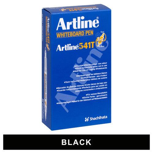 Artline 541T Whiteboard Marker Fine Dual Nib 0.4mm/1mm Black Box of 12