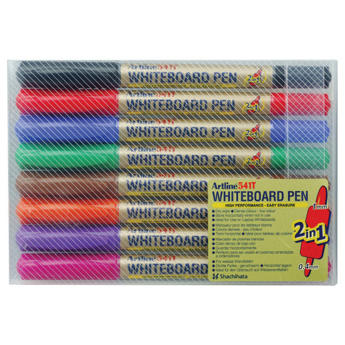 Artline 541T Whiteboard Marker Fine Dual Nib Wallet of 8 Assorted