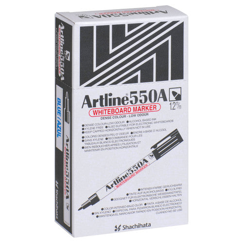 Artline 550A Whiteboard Marker 1.2mm Bullet Blue Box of 12