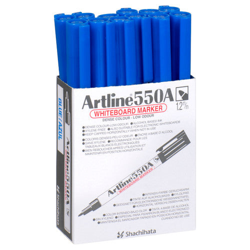 Artline 550A Whiteboard Marker 1.2mm Bullet Blue Box of 12