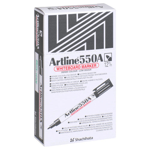 Artline 550A Whiteboard Marker 1.2mm Bullet Green Box of 12
