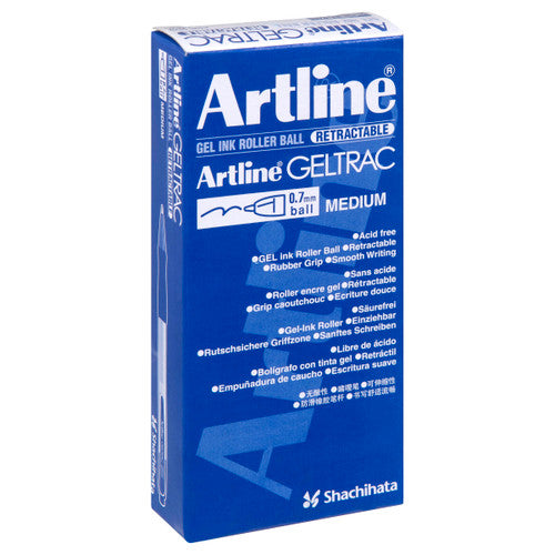 Artline 5570 Geltrac Retractable Gel Pen Medium Blue Box of 12
