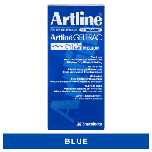Artline 5570 Geltrac Retractable Gel Pen Medium Blue Box of 12