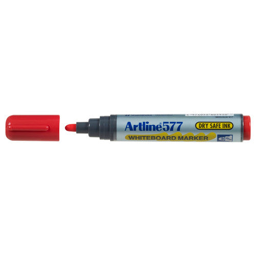 Artline 577 Whiteboard Marker 3mm Bullet Nib Red Box of 12