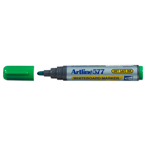 Artline 577 Whiteboard Marker 3mm Bullet Nib Green Box of 12