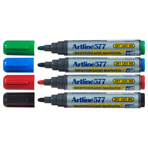 Artline 577 Whiteboard Marker 3mm Bullet Assorted Wallet of 4