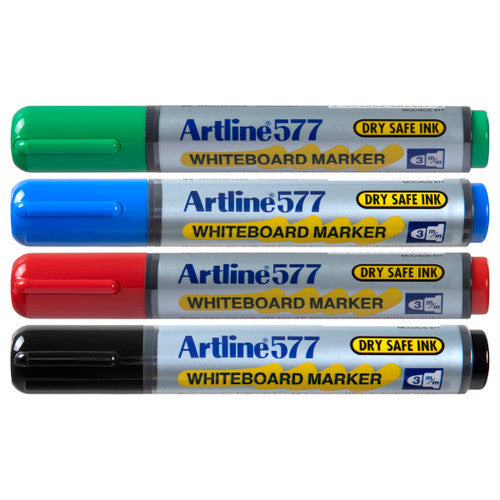 Artline 577 Whiteboard Marker 3mm Bullet Assorted Wallet of 4