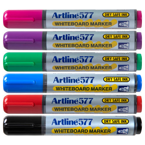 Artline 577 Whiteboard Marker 3mm Bullet Assorted Wallet of 6