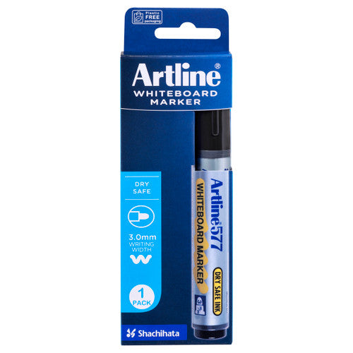 Artline 577 Whiteboard Marker 3mm Bullet Hangsell Black Pack of 1
