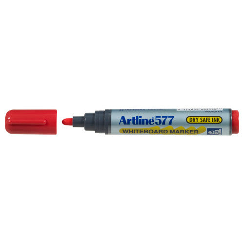 Artline 577 Whiteboard Marker 3mm Bullet Nib Red Pack of 2