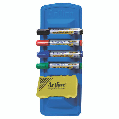 Artline 577 Whiteboard Caddy Starter Kit Including Eraser & Assorted Markers