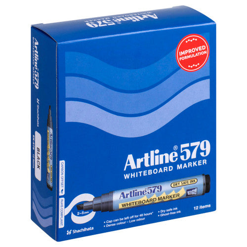 Artline 579 Whiteboard Marker 5mm Chisel Nib Black Box of 12