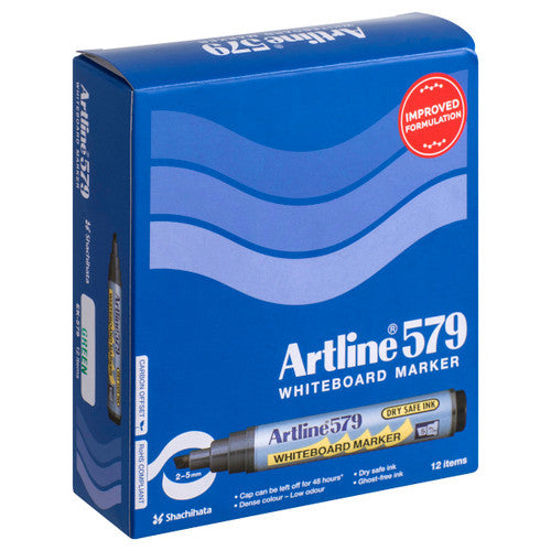 Artline 579 Whiteboard Marker 5mm Chisel Nib Green Box of 12
