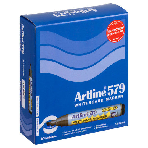 Artline 579 Whiteboard Marker 5mm Chisel Nib Orange Box of 12