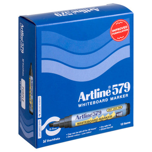 Artline 579 Whiteboard Marker 5mm Chisel Nib Purple Box of 12