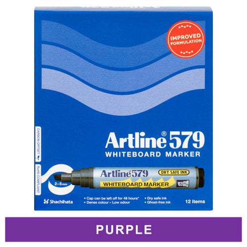 Artline 579 Whiteboard Marker 5mm Chisel Nib Purple Box of 12
