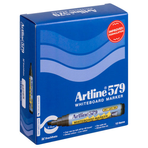 Artline 579 Whiteboard Marker 5mm Chisel Brown Box of 12