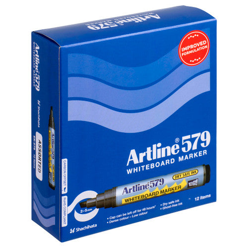 Artline 579 Whiteboard Marker 5mm Chisel Nib Assorted Box of 12