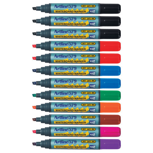 Artline 579 Whiteboard Marker 5mm Chisel Nib Assorted Box of 12